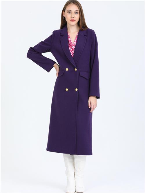 Women Four-Button Coat Wholesale Purple Color