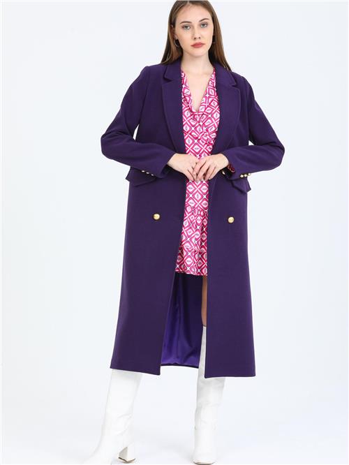 Women Four-Button Coat Wholesale Purple Color