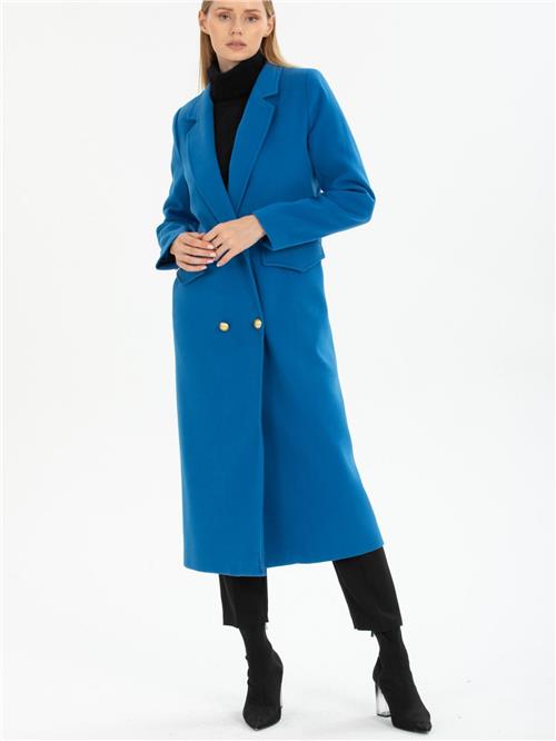 Women four-button coat wholesale Sax color