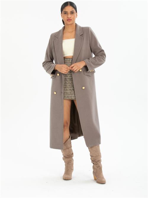 Women four-button coat wholesale Stone color