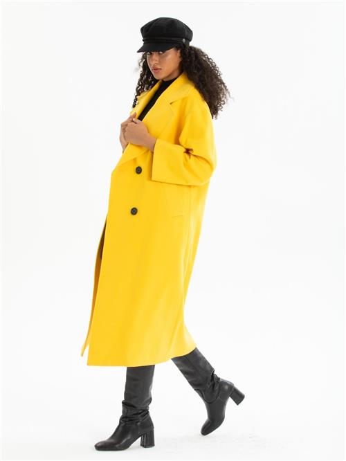 Women four-button coat wholesale Yellow color