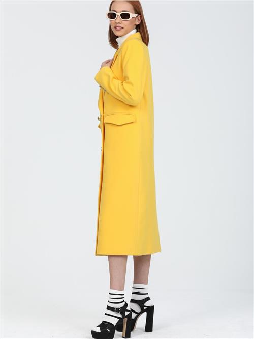 Women Four-Button Coat Wholesale Yellow Color