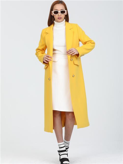 Women Four-Button Coat Wholesale Yellow Color