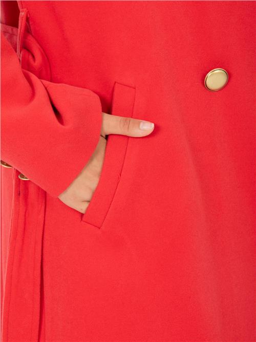 Women Four-Button Coat With Belt Wholesale Coral Color