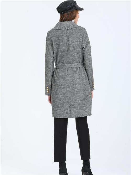 Women Four-Button Coat With Belt Wholesale Gray Color