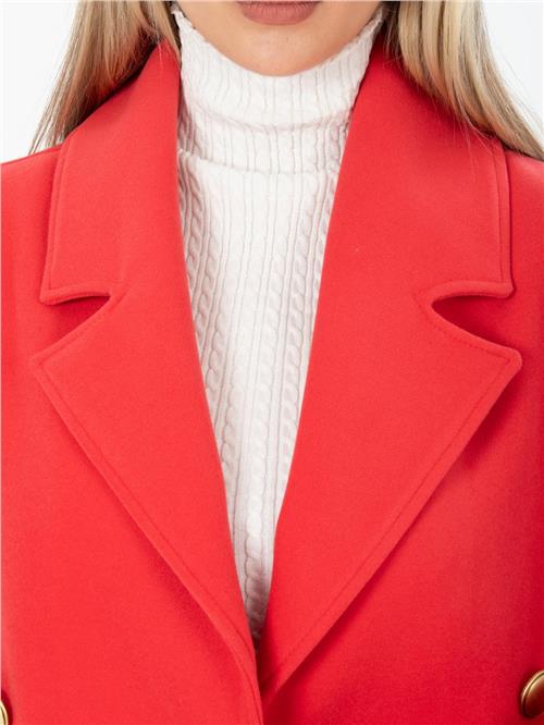 Women Four-Button Coat With Belt Wholesale Coral Color