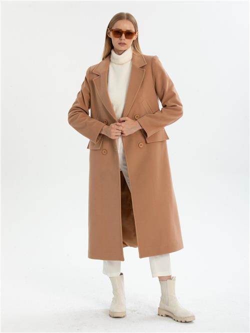 Women four-buttons coat wholesale Beige color