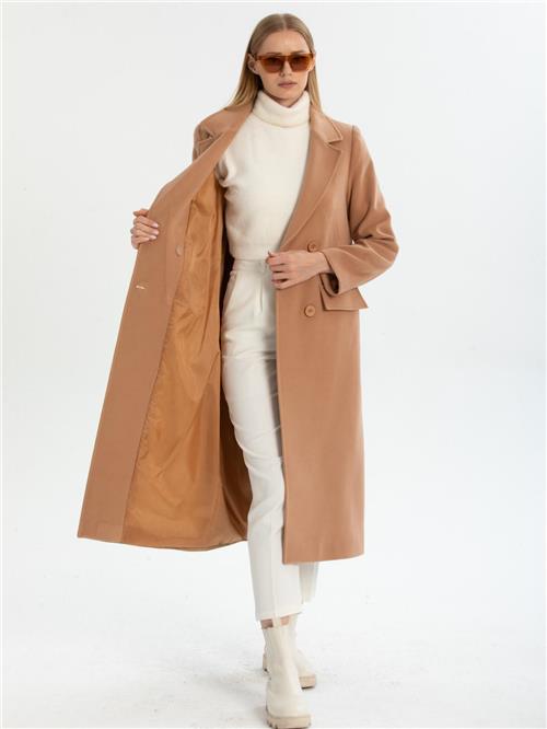 Women four-buttons coat wholesale Beige color