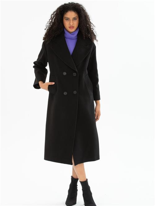 Women four-buttons coat wholesale Black color