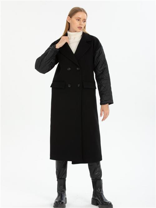 Women four-buttons coat wholesale Black color