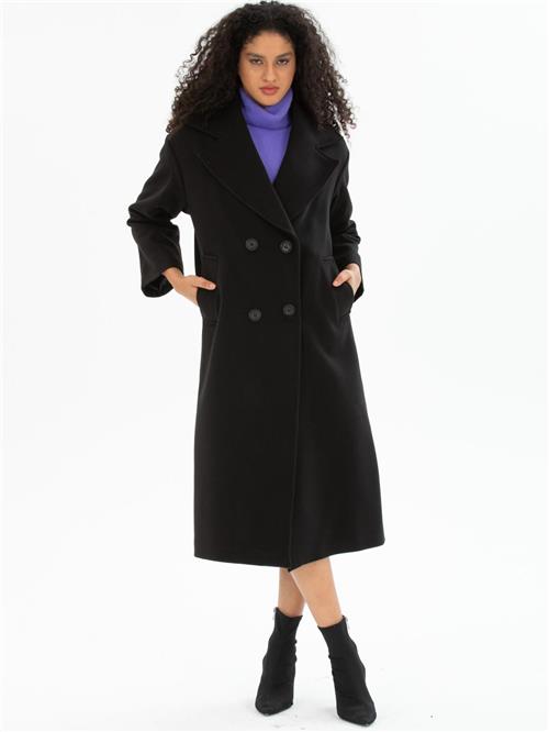 Women four-buttons coat wholesale Black color