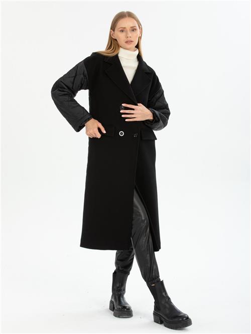 Women four-buttons coat wholesale Black color