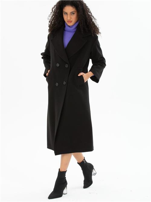 Women four-buttons coat wholesale Black color