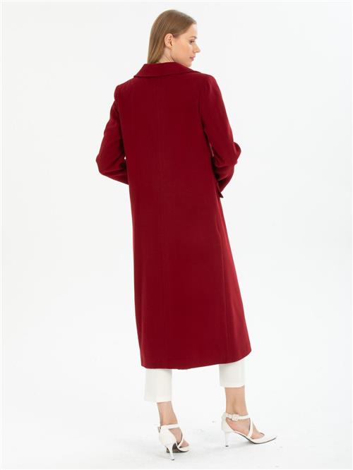 Women four-buttons coat wholesale Burgundy color