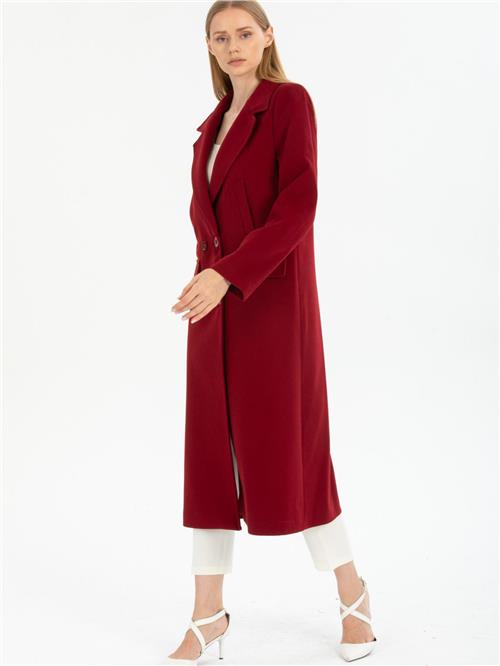 Women four-buttons coat wholesale Burgundy color