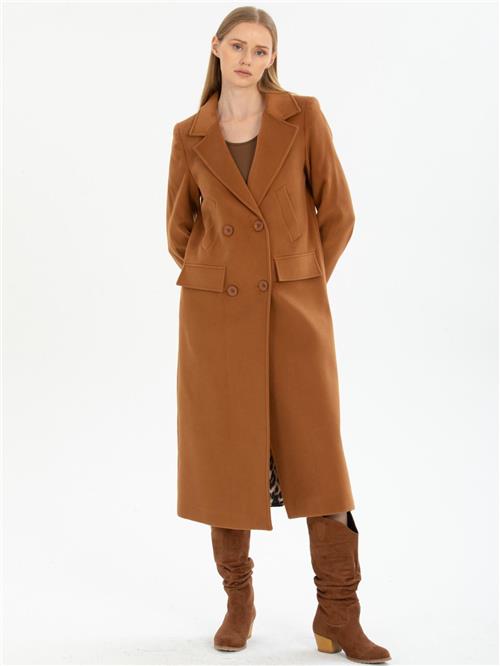 Women four-buttons coat wholesale Camel color