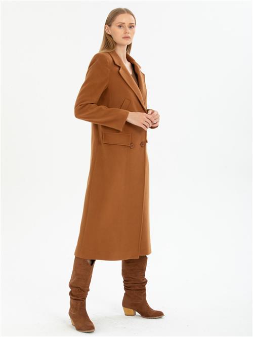 Women four-buttons coat wholesale Camel color