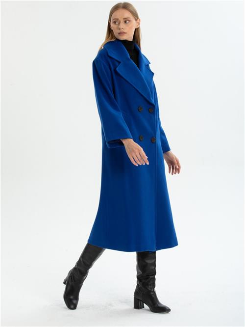 Women four-buttons coat wholesale Cobalt Blue color