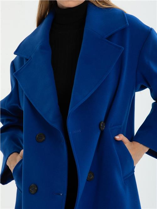 Women four-buttons coat wholesale Cobalt Blue color
