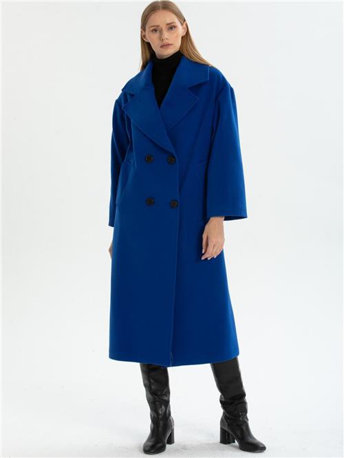 Women four-buttons coat wholesale Cobalt Blue color