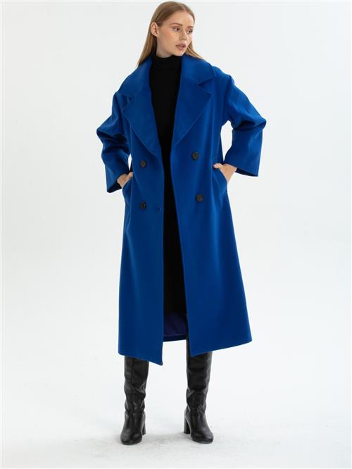 Women four-buttons coat wholesale Cobalt Blue color