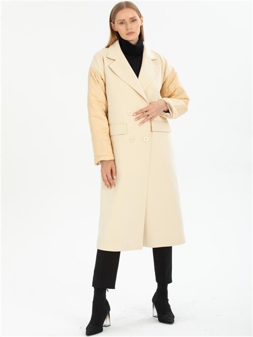 Women four-buttons coat wholesale Cream color