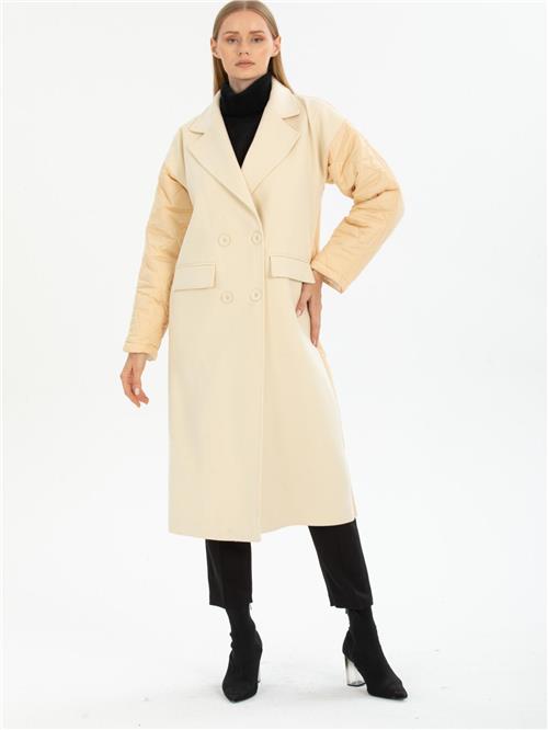 Women four-buttons coat wholesale Cream color