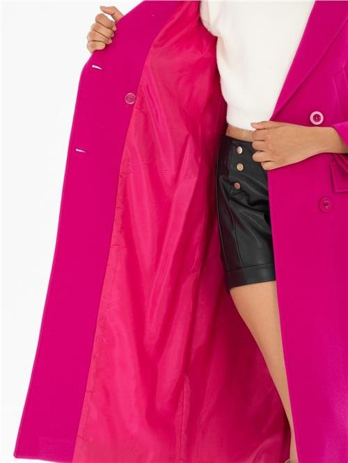 Women four-buttons coat wholesale Fuchsia color