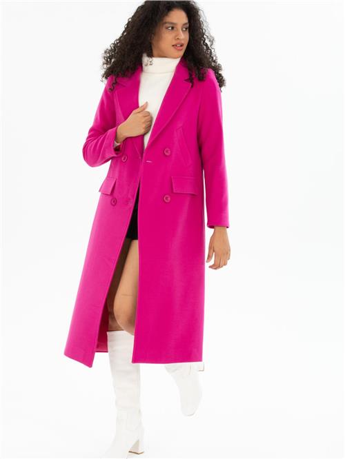 Women four-buttons coat wholesale Fuchsia color