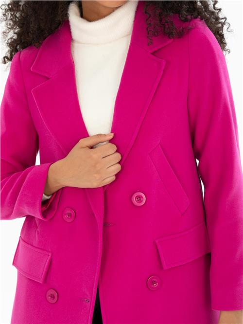 Women four-buttons coat wholesale Fuchsia color