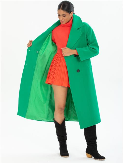 Women four-buttons coat wholesale Green color
