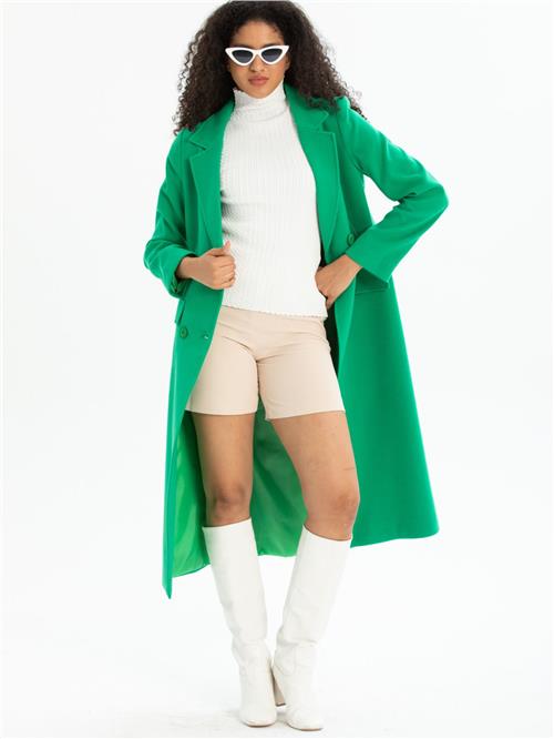Women four-buttons coat wholesale Green color