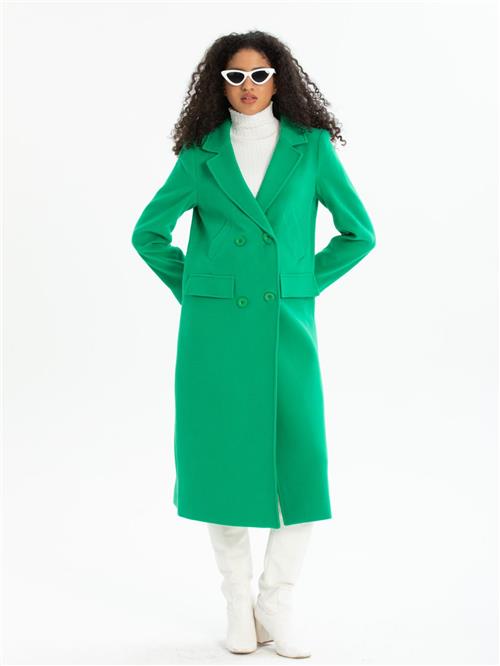 Women four-buttons coat wholesale Green color
