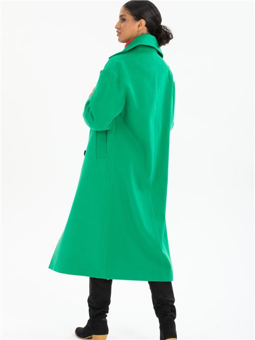 Women four-buttons coat wholesale Green color
