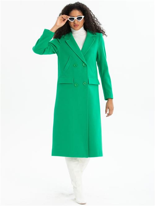 Women four-buttons coat wholesale Green color