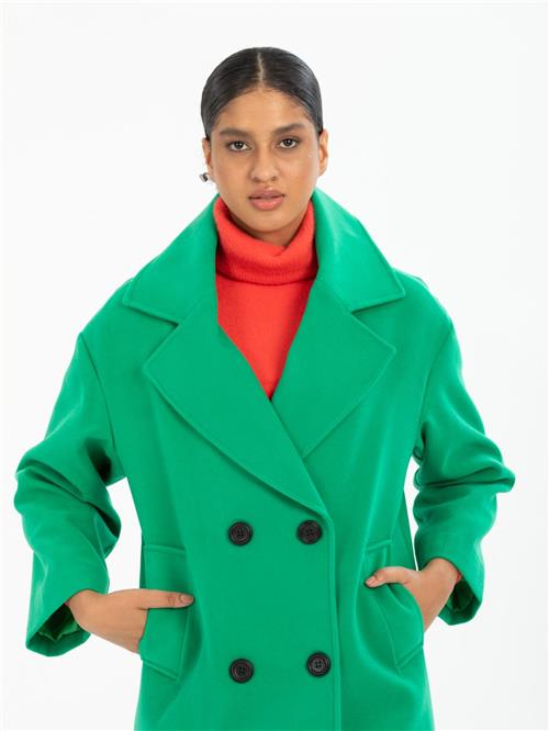 Women four-buttons coat wholesale Green color