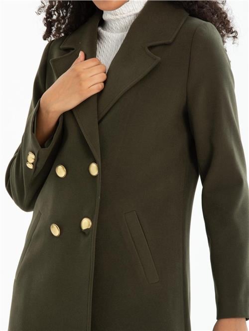 Women four-buttons coat wholesale Khaki color