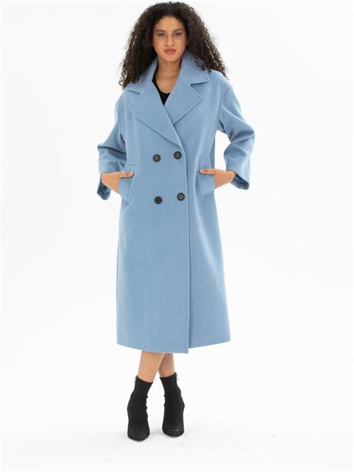 Women four-buttons coat wholesale Light Blue color