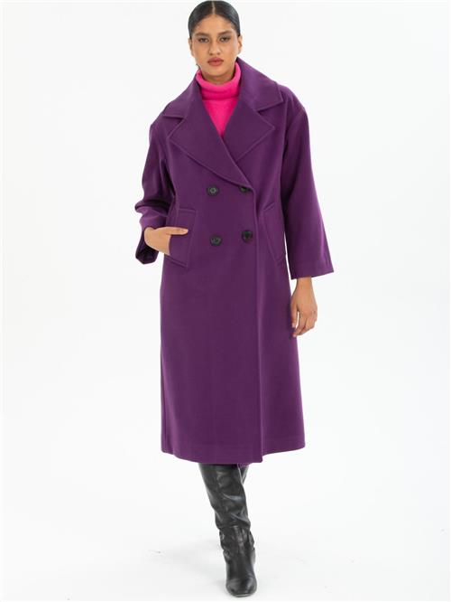 Women four-buttons coat wholesale Purple color