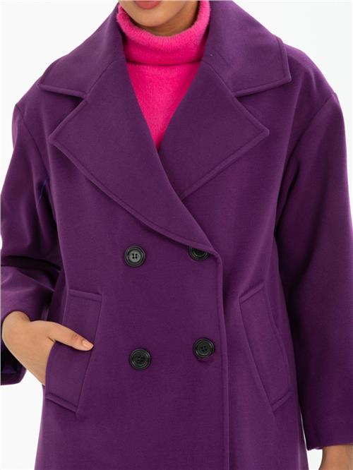 Women four-buttons coat wholesale Purple color
