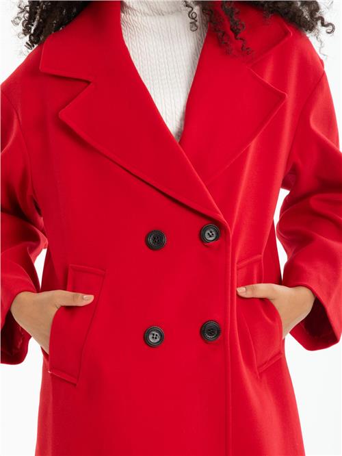 Women four-buttons coat wholesale Red color