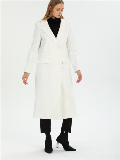 Women four-buttons coat wholesale White color