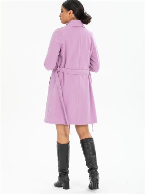 Women four-buttons coat with belt wholesale Lilac color