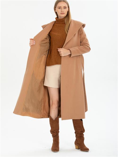 Women hooded coat wholesale Beige color