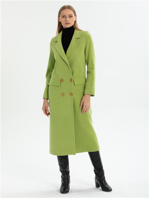 Women hooded coat with belt wholesale Pistachio color