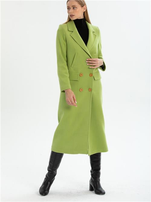 Women hooded coat with belt wholesale Pistachio color