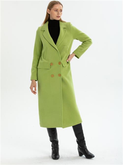 Women hooded coat with belt wholesale Pistachio color