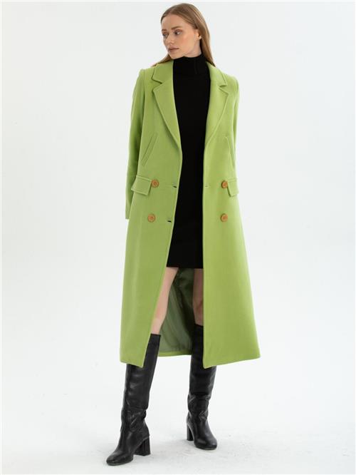 Women hooded coat with belt wholesale Pistachio color