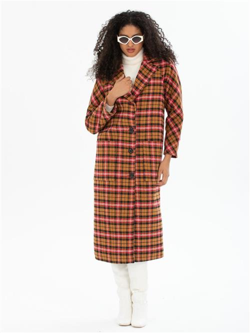 Women patterned coat wholesale Camel color