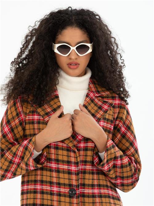 Women patterned coat wholesale Camel color